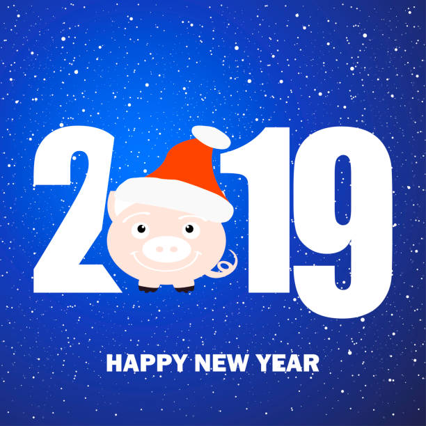 illustrations, cliparts, dessins animés et icônes de merry christmas and happy new year. 2019. année du cochon. illustration vectorielle - 5416