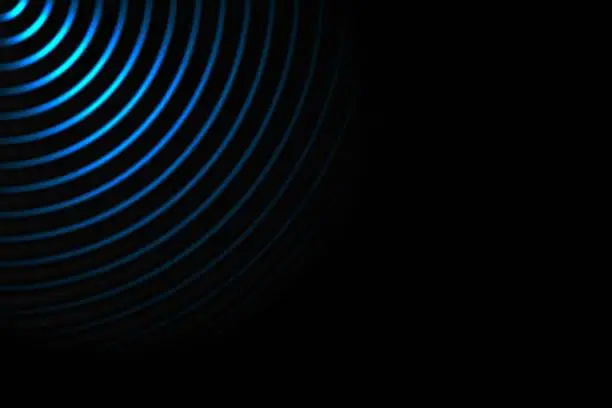 Photo of Abstract sound waves oscillating light blue on black background