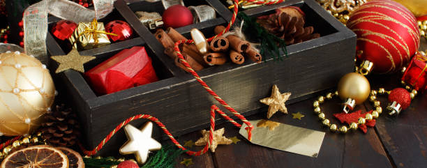 istock Christmas composition in a wooden box 1082903002
