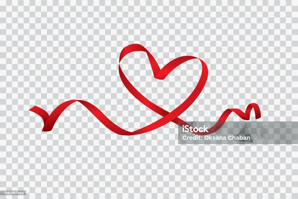 Cinta corazón rojo aislada sobre fondo transparente, arte vectorial y la ilustración - arte vectorial de Cinta libre de derechos