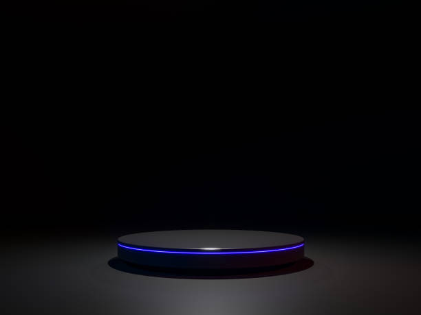 istock Product disply stand with blue neon light 3d rendering image 1082911350