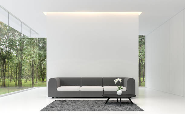 istock Minimal living room with white backdrop 3d rendering image 1082911460