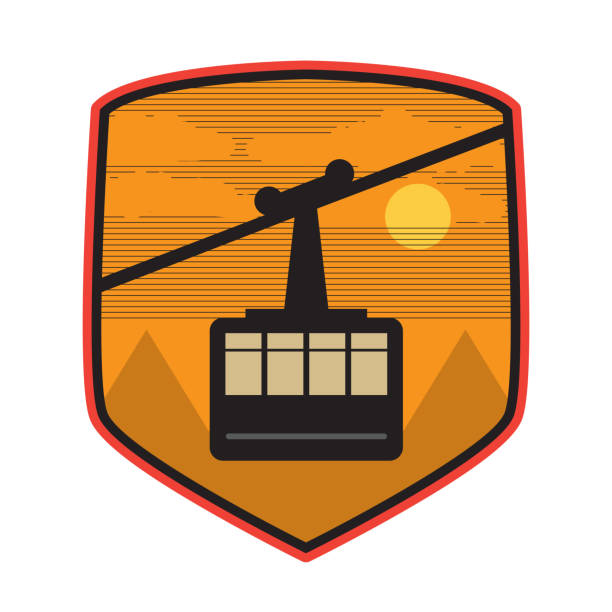Mountain cable car logo, icon or symbol design template, vector illustration