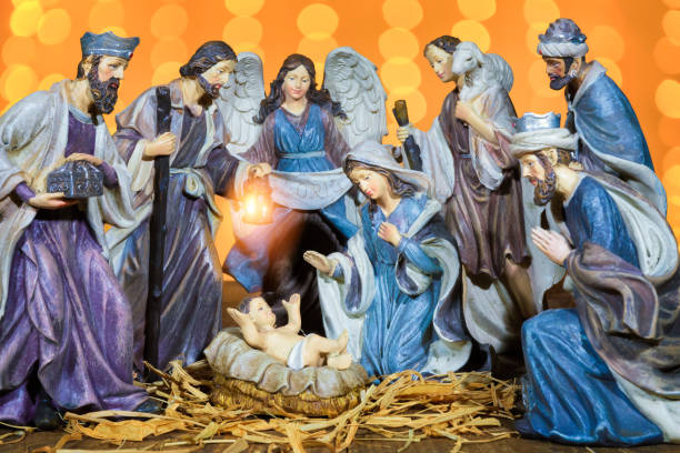 istock Christmas Manger scene with figurines 1082919378