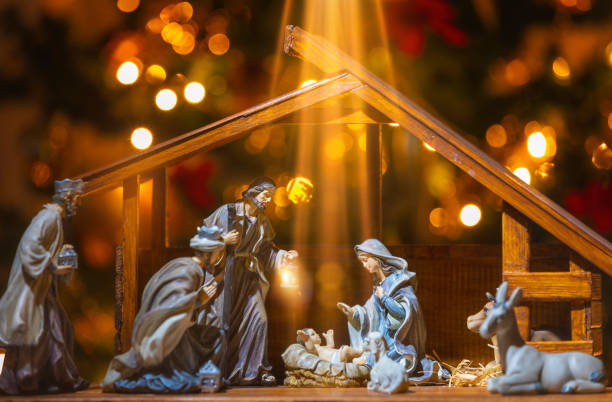 istock Christmas Manger scene with figurines 1082919384