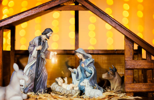 istock Christmas Manger scene with figurines 1082919386