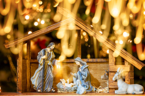 istock Christmas Manger scene with figurines 1082919390