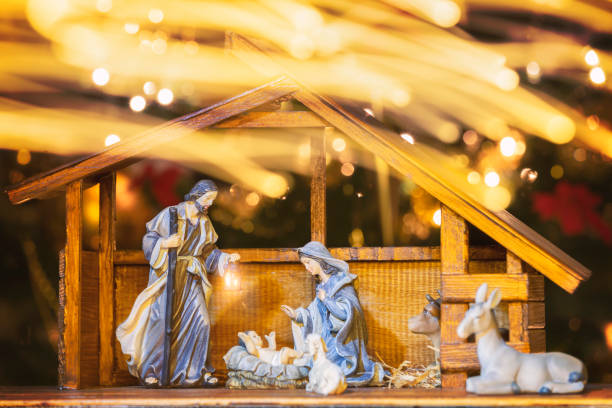 istock Christmas Manger scene with figurines 1082919392
