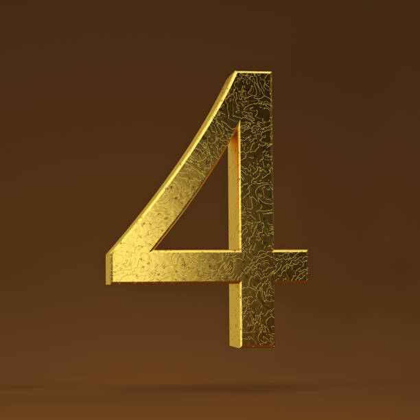 istock 3D render Illustration. Golden number - 4 1082925846