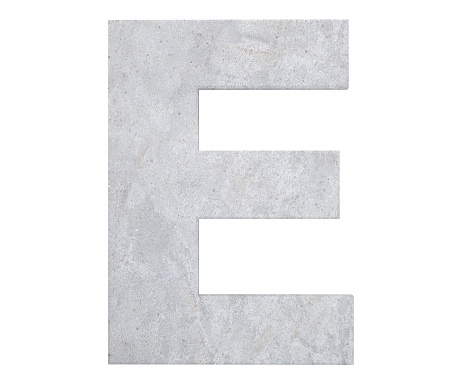Concrete Capital Letter - E isolated on white background . 3D render Illustration