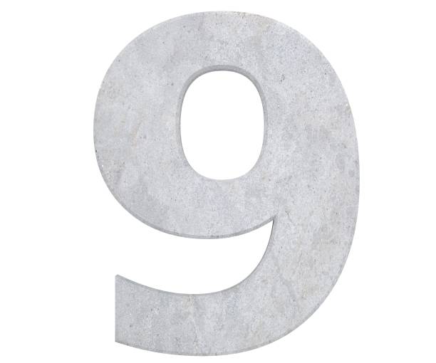 istock 3D rendering concrete number 9 nine. 3D render Illustration. 1082927484