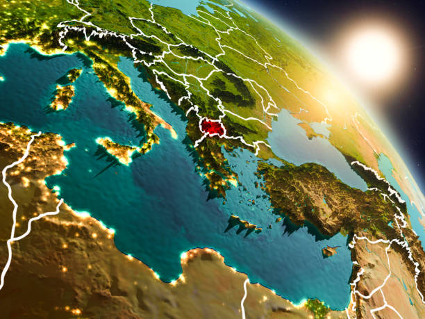 istock Macedonia from space during sunrise 1082935010