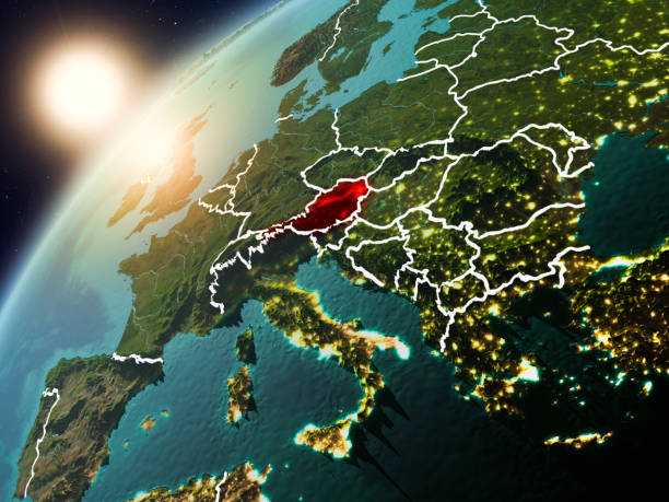 istock Austria on planet Earth in sunset 1082936606