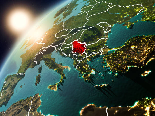 istock Serbia on planet Earth in sunset 1082936610