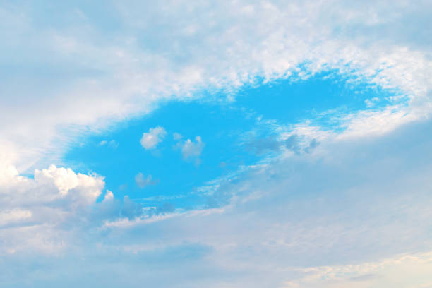 blue sky and white clouds, day, cloudscape blue sky and white clouds at summer metcast stock pictures, royalty-free photos & images