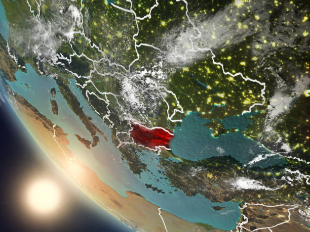 istock Sunset above Bulgaria from space 1082937454