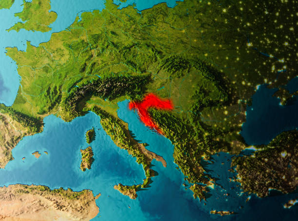 istock Orbit view of Croatia 1082938922