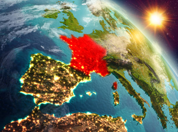 istock France in sunrise from orbit 1082944764