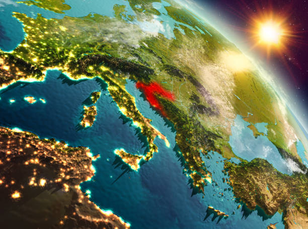 istock Croatia in sunrise from orbit 1082944824