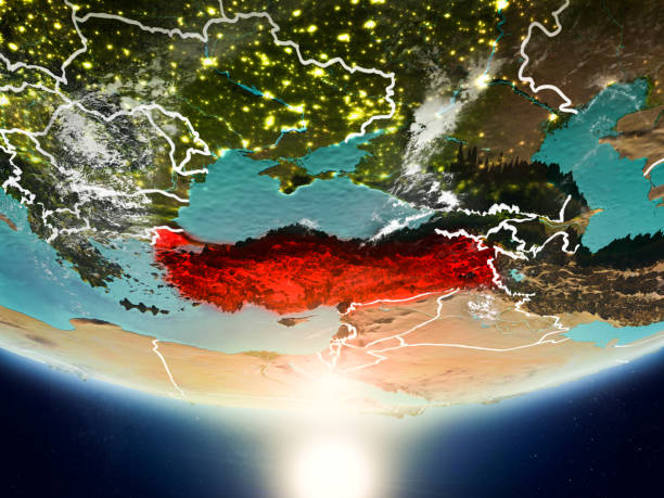 istock Turkey with sun on planet Earth 1082945032