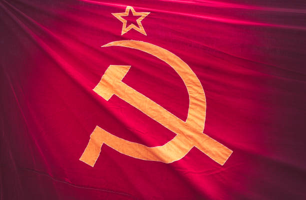 Soviet Union flag Soviet Union sign and flag with hammer and sickle marxism stock pictures, royalty-free photos & images