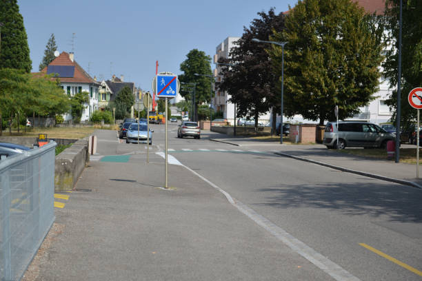 istock Traffic warning signs for drivers and pedestrians 1082981360