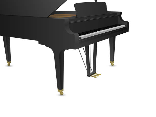 istock Beautiful realistic detailed colorful shaded black grand piano vector. 1082981726