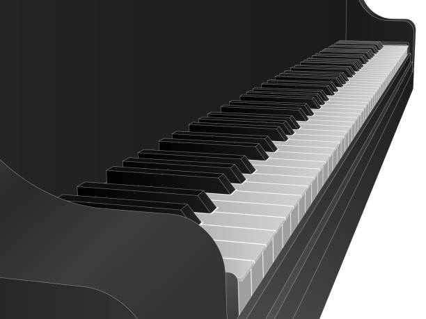 istock Perspective view vector of beautiful shaded black piano keyboard with white outlines. 1082982084
