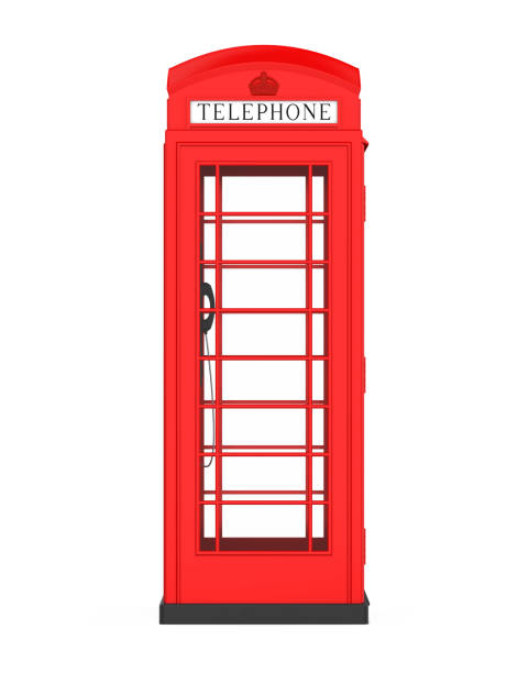 British Red Telephone Booth isolated on white background. 3D render