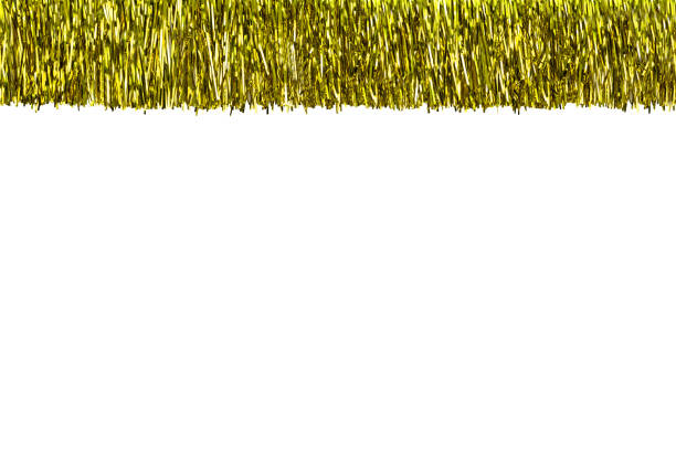 istock Frame made of gold tinsel, isolated on white background with clipping path and copy space in the middle. Decorations for christmas. 1082983654