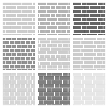 Bricklayer Stack Pattern Brick Wall Background Set Of Seamless Vector Patterns Different Types ...