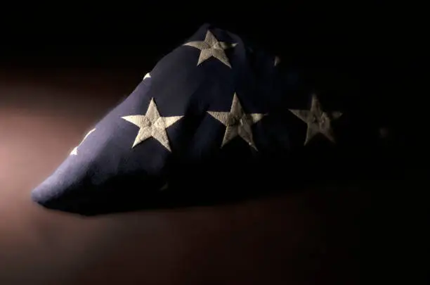 American flag folded in ceremonial form