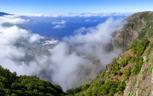El Hierro - Clouds over the El Golfo Valley, taken at the viewpoint Mirador de Jinama, Canary Islands, Spain