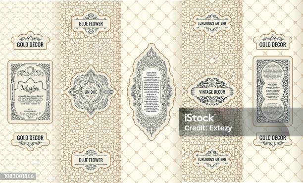 Vector Set Of Design Elements Labels Icon Frame Luxury Packaging For The Product Stock Illustration - Download Image Now