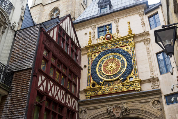 Famous old watches Gros-Horloge. Famous old watches Gros-Horloge. Rouen, Normandy, France. rue du gros horloge photos stock pictures, royalty-free photos & images
