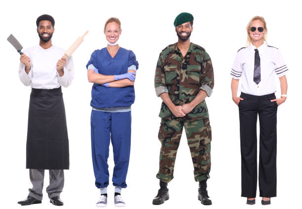 istock Man and woman with different professions 1083005796