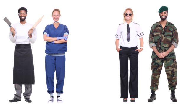 istock Man and woman with different professions 1083005800