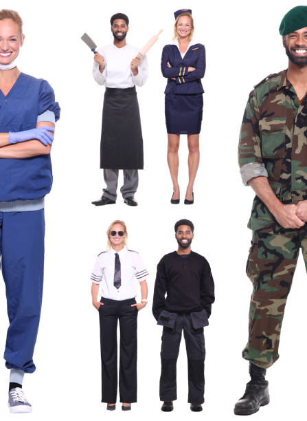 istock Man and woman with different professions 1083005810
