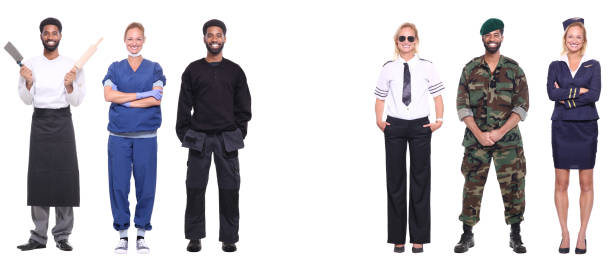 istock Man and woman with different professions 1083005812
