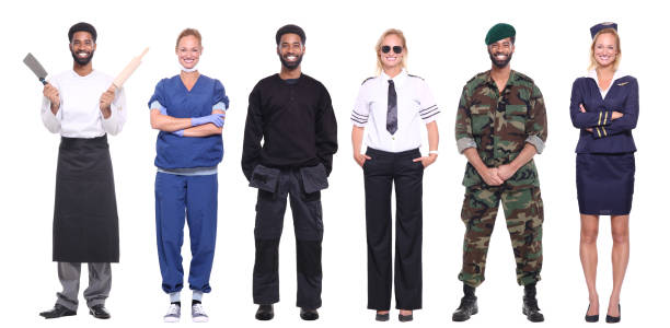 istock Man and woman with different professions 1083005816