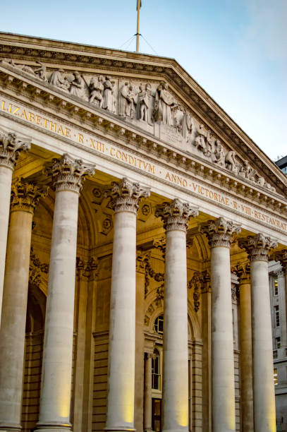 istock Royal exchange in full colors and arches with pillars 1083037284