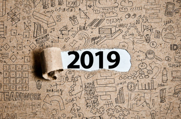 2019 neujahr / riss papier (klick für mehr) - 2019 stock-fotos und bilder