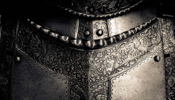 Medieval Armor Detail Detail Of A The Breastplate On A Medieval Suit Of Knight's Armour traditional armor stock pictures, royalty-free photos & images