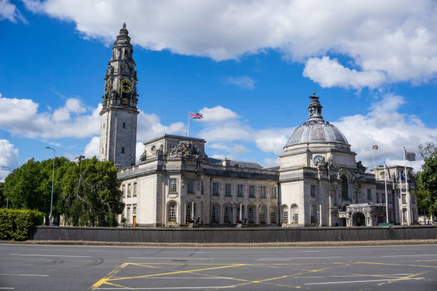 istock Council cardiff with Tower at blue Sky Wales 1083065408