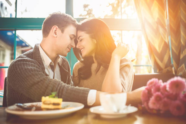 istock The happy couple have a romantic date in a cafe 1083082492