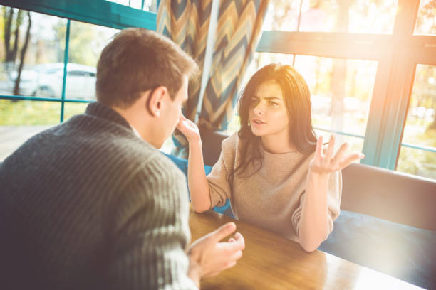 istock The couple quarreling in the restaurant 1083082626