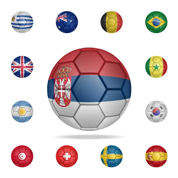 Vector illustration of National football ball of Serbia. Detailed set of national soccer balls. Premium graphic design. One of the collection icons for websites, web design, mobile app