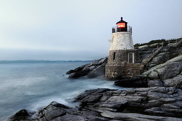 Castle Hill Lighthouse, Newport Rhode Island stock photo