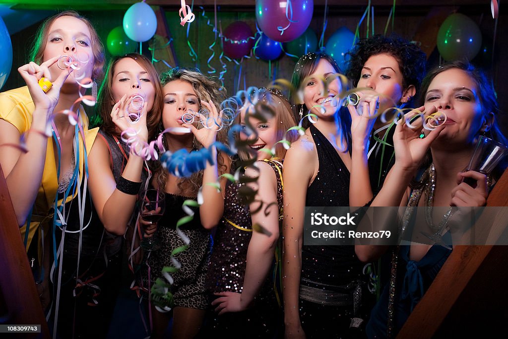 Happy friends on a party photoshoot  20-29 Years Stock Photo