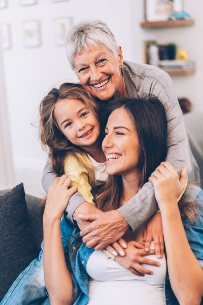 3 つの世代の女性 - family grandmother child happiness ストックフォトと画像